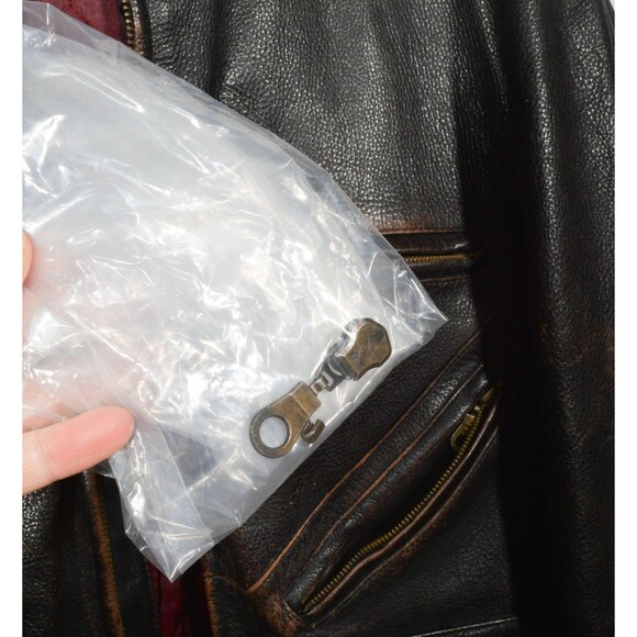 Vintage Structure Heavy Brown Leather Zip Up Car Driving Coat Jacket Sz XL - Picture 6 of 8